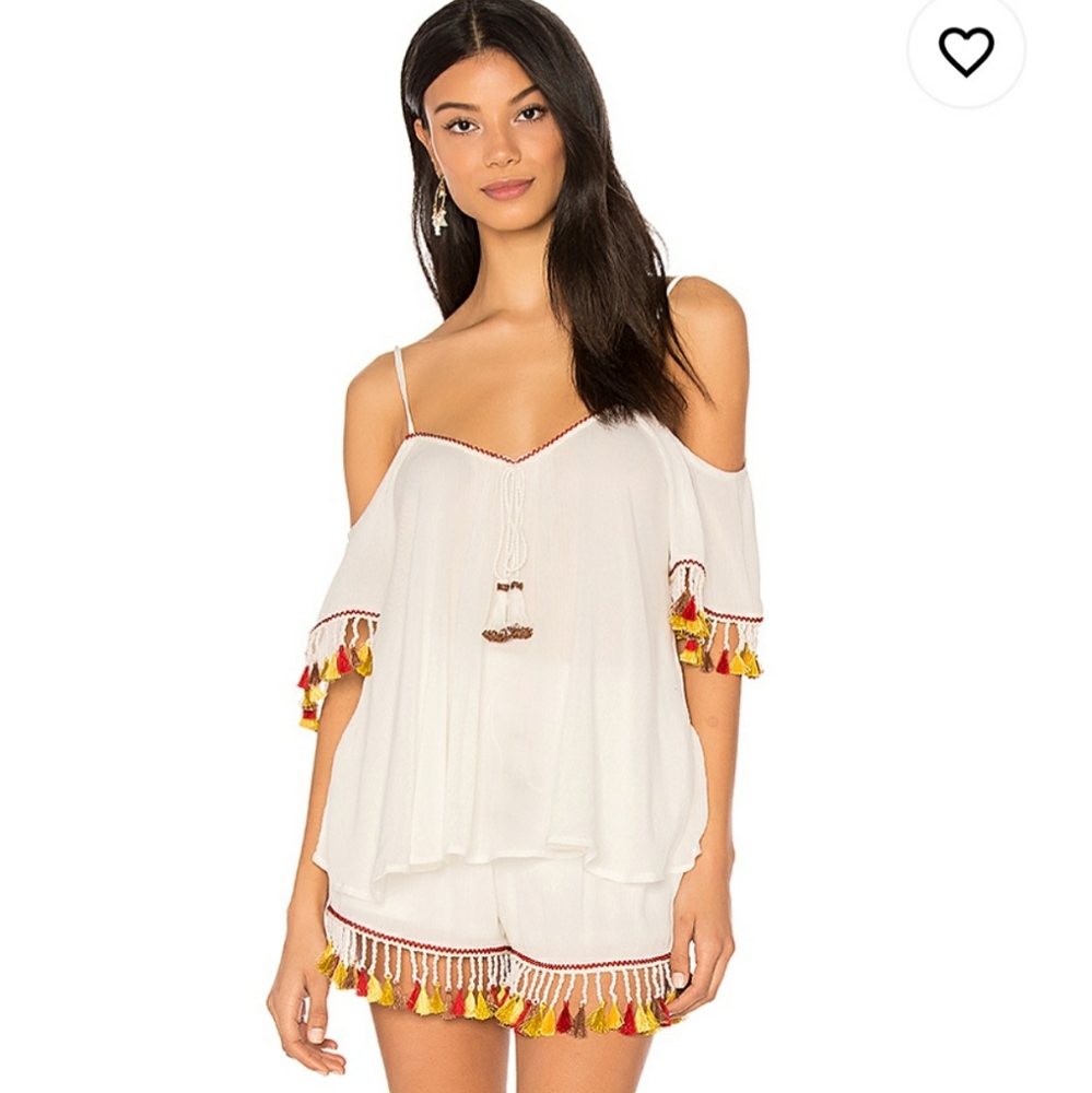 NWT band of gypsies tassel trim cold shoulder top